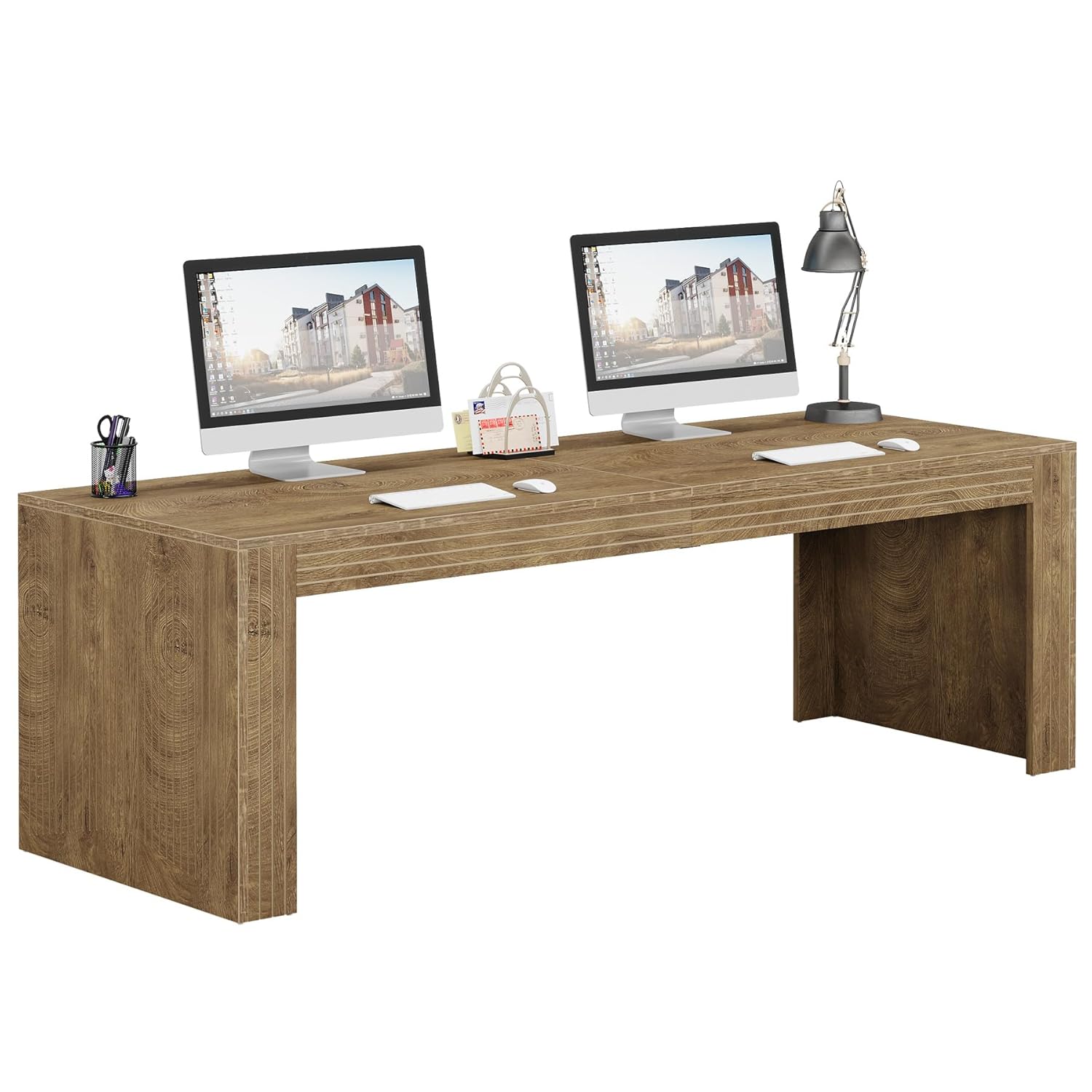 Home Office With Two Desks - #79-Inch Extra Long Double Computer Desk,