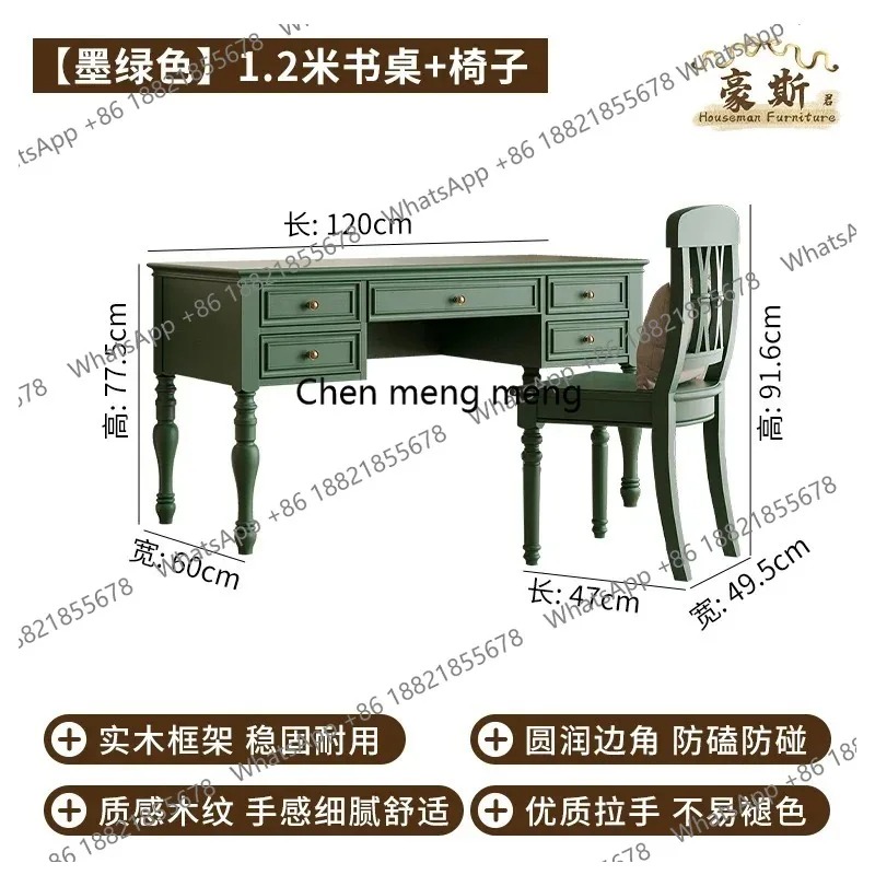 Home Office With Two Desks - E136 Vintage Style Two-in-One Office Desk