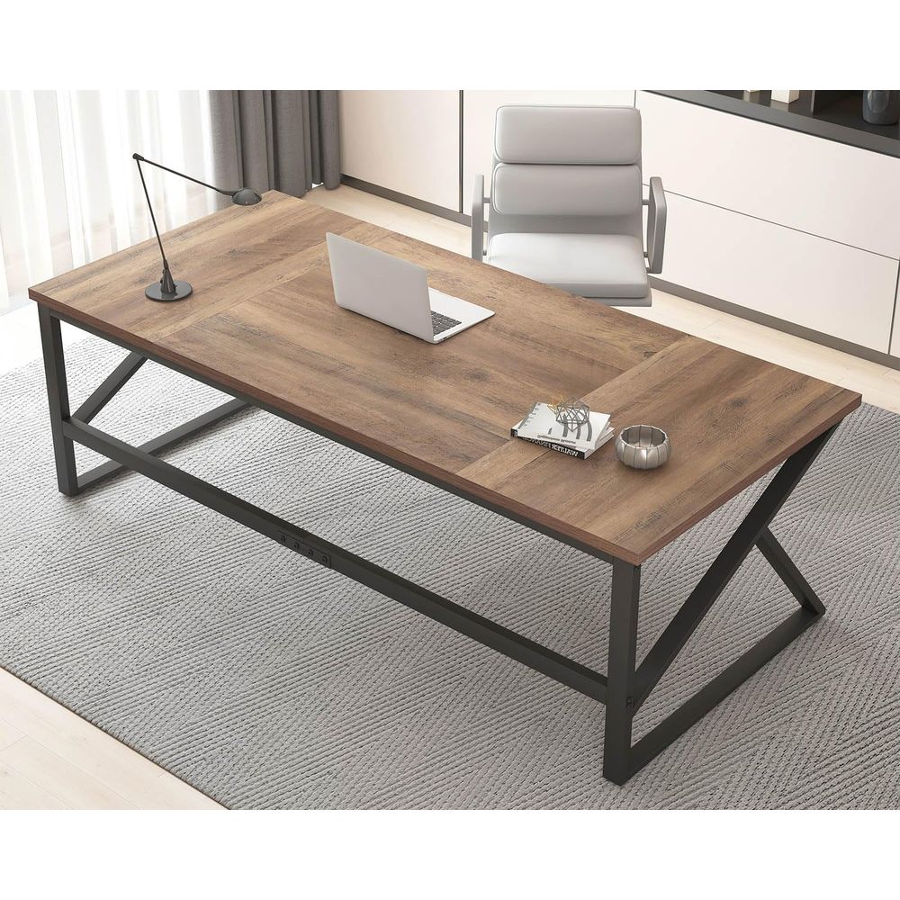 Home Office With Two Desks - 70 Extra Long Double Desk for