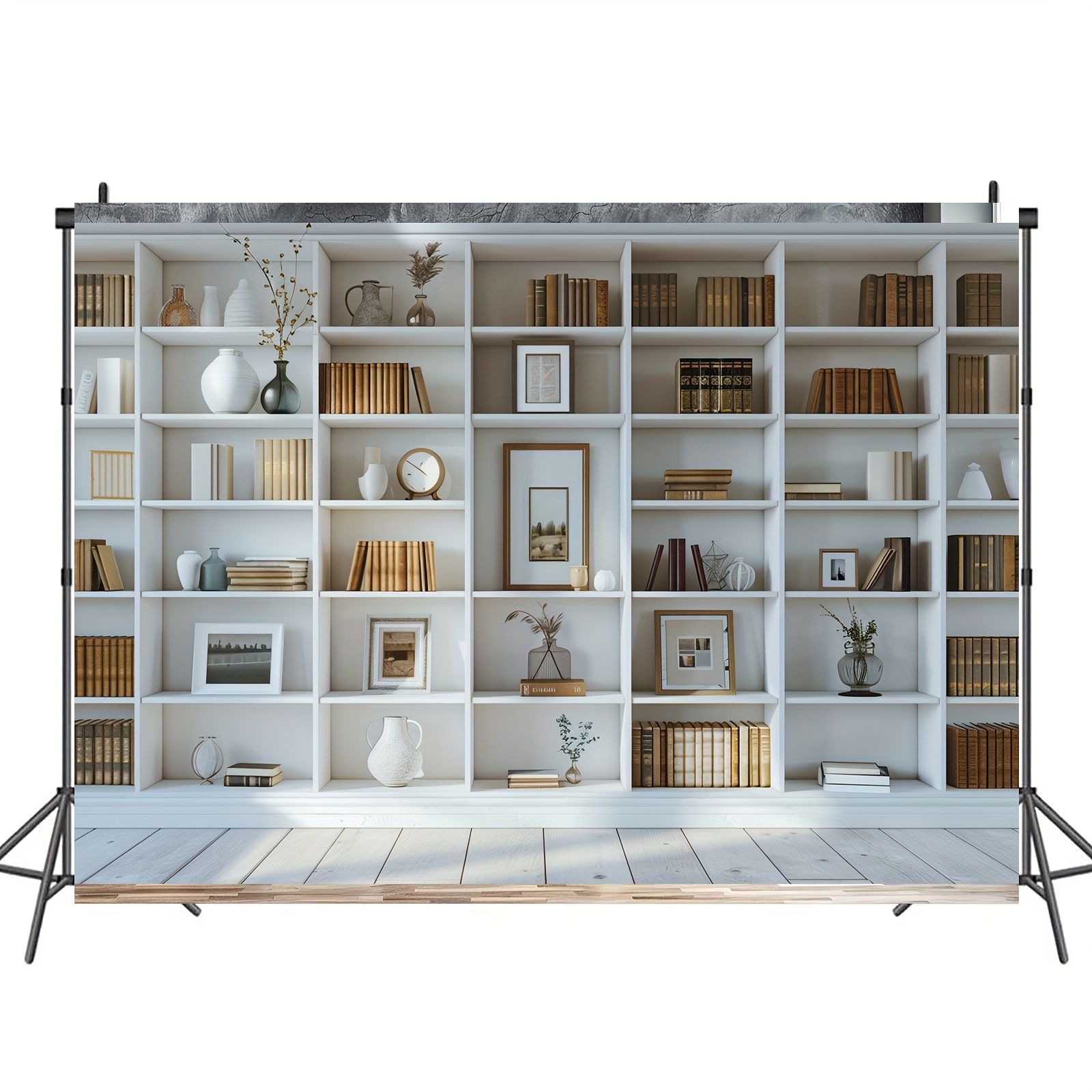 1pc White Bookshelf background - Home Office Zoom Background recension och pris