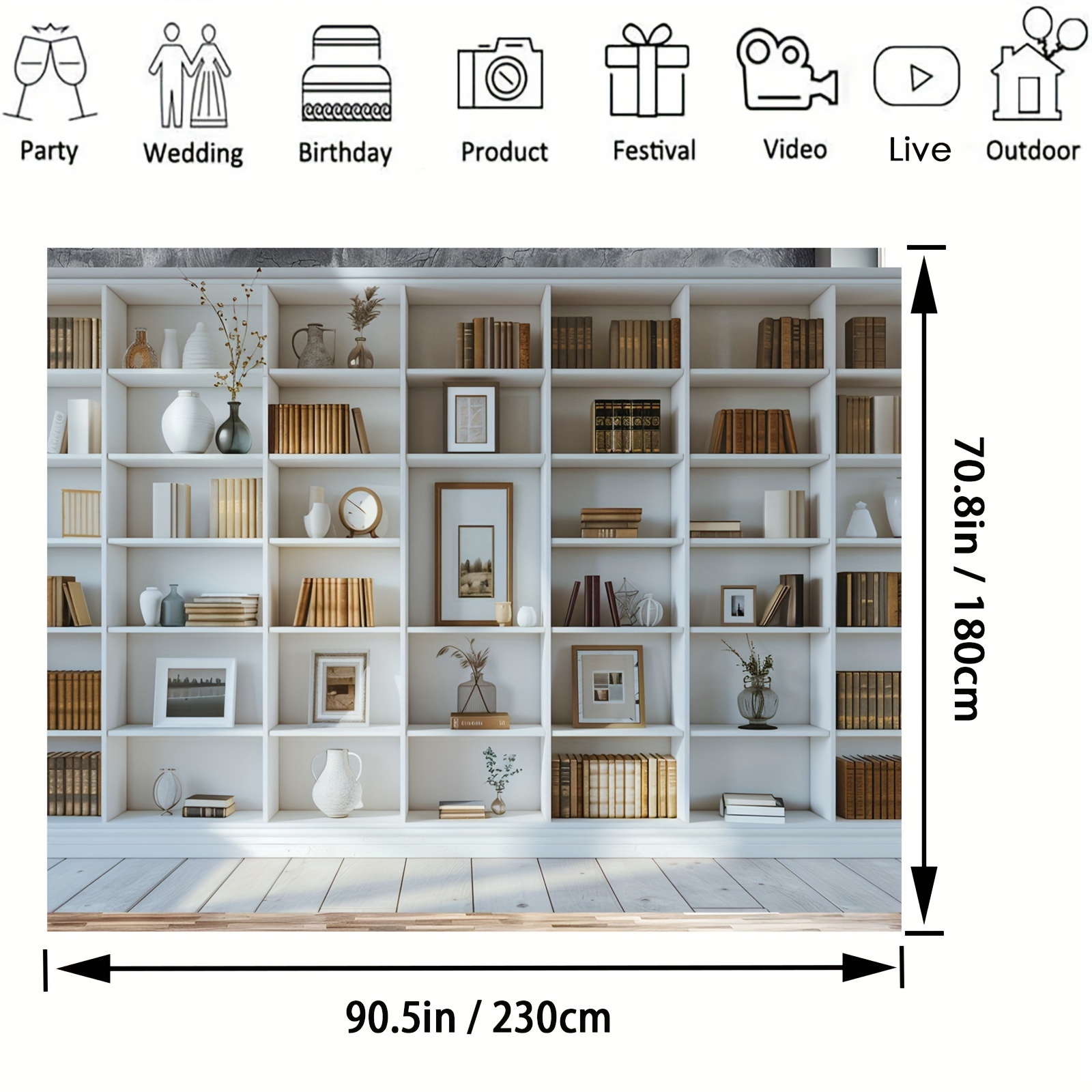 1pc White Bookshelf background - Home Office Zoom Background recension och pris