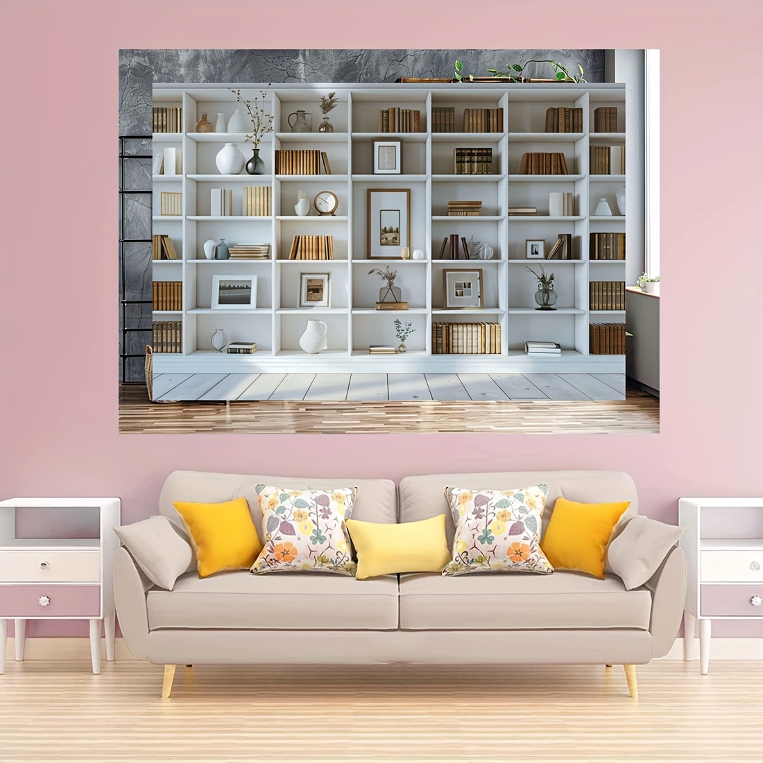 1pc White Bookshelf background - Home Office Zoom Background recension och pris