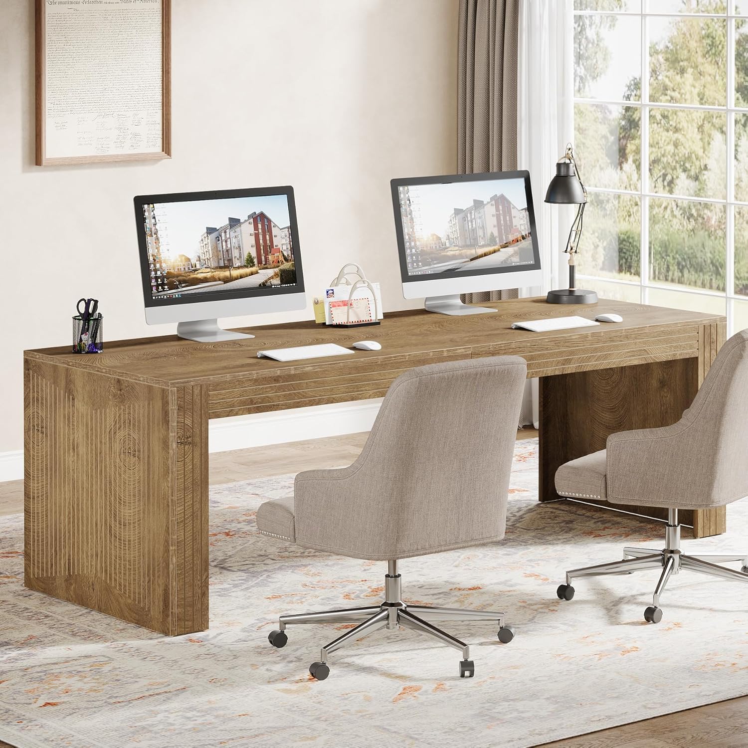#79-Inch Extra Long Double Com - Home Office With Two Desks recension och pris