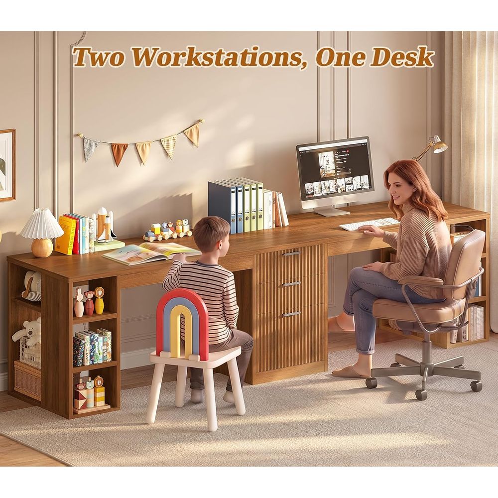 96.5 Computer Desk with Desks, - Home Office With Two Desks recension och pris
