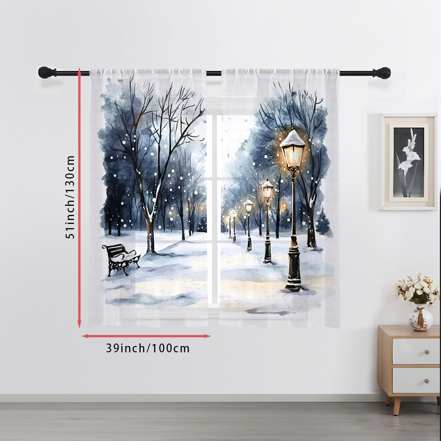 2PCS Sheer Curtains Winter Sno - Home Office Lamp recension och pris