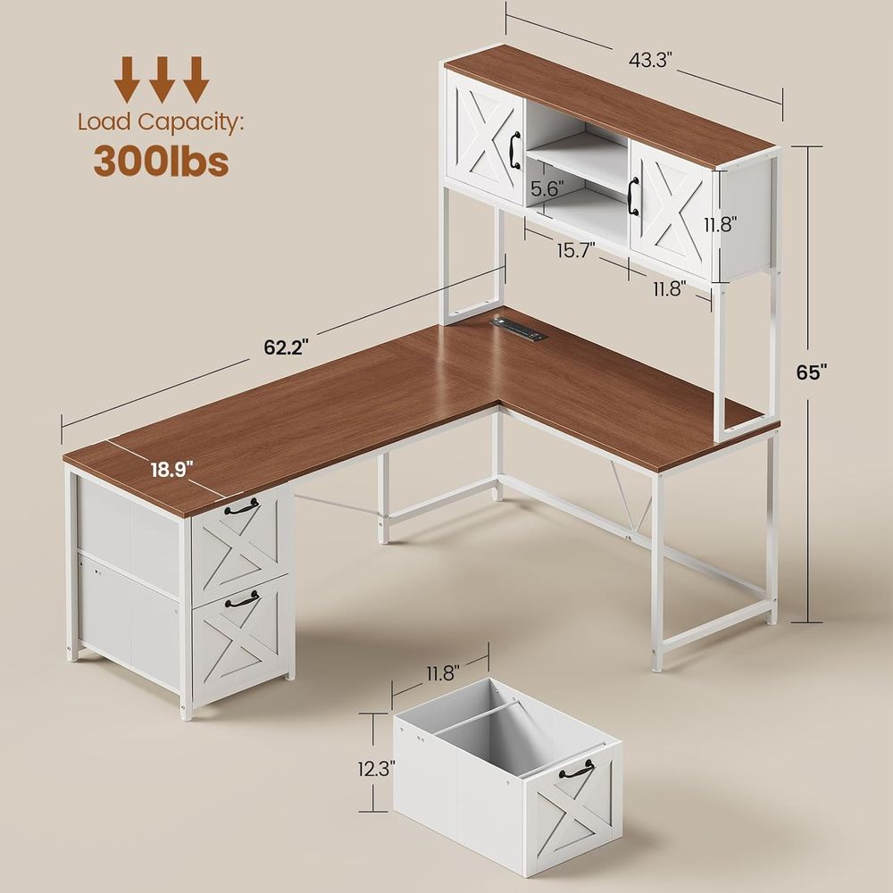 L Shaped Desk with Hutch, Reve - Home Office With Two Desks recension och pris