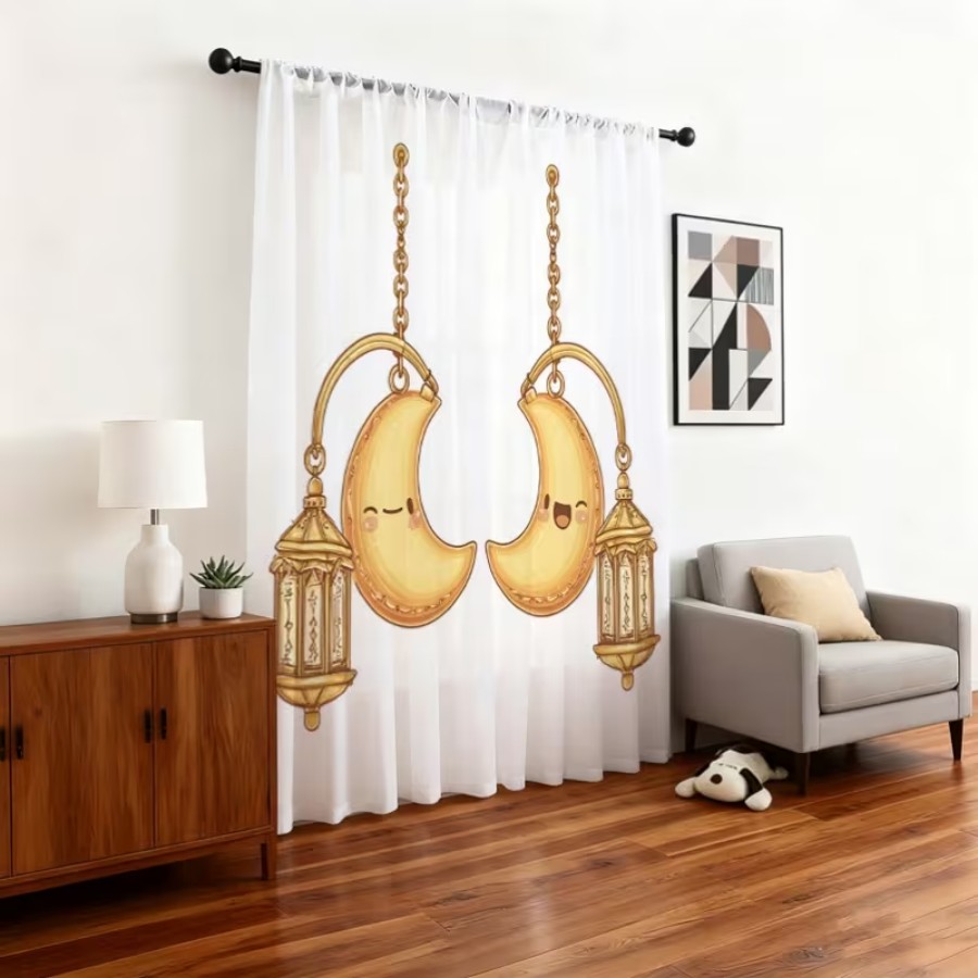 2PCS Digital Print Sheer Curta - Home Office Lamp recension och pris