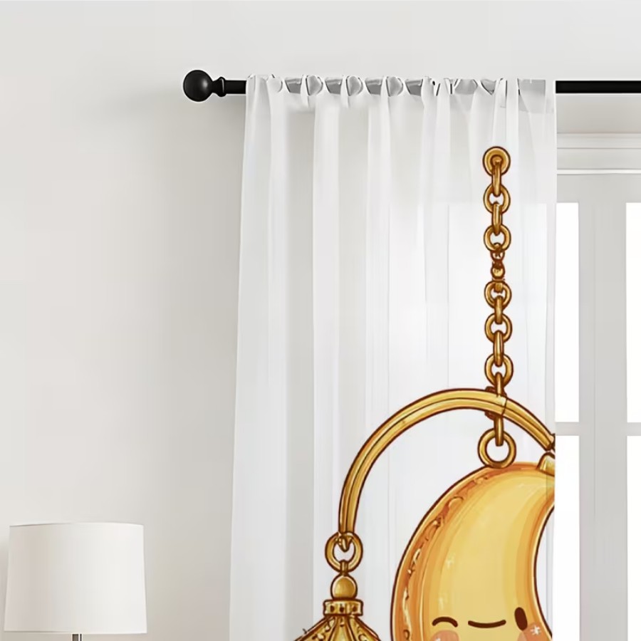 2PCS Digital Print Sheer Curta - Home Office Lamp recension och pris