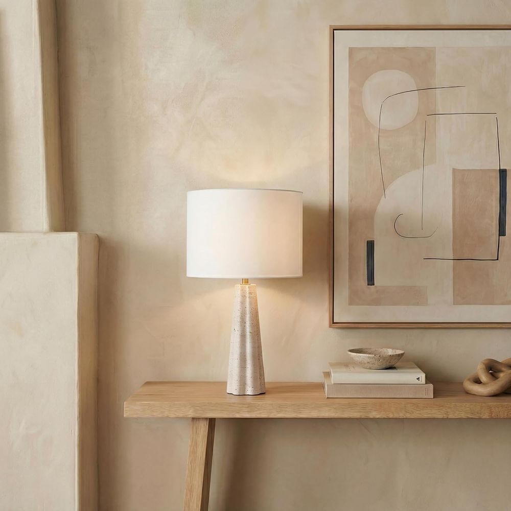 25-inch Travertine/White Table - Home Office Lamp recension och pris