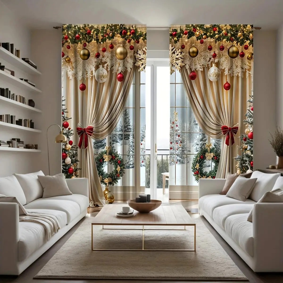 2PCS Christmas Curtains Xmas B - Home Office With View recension och pris