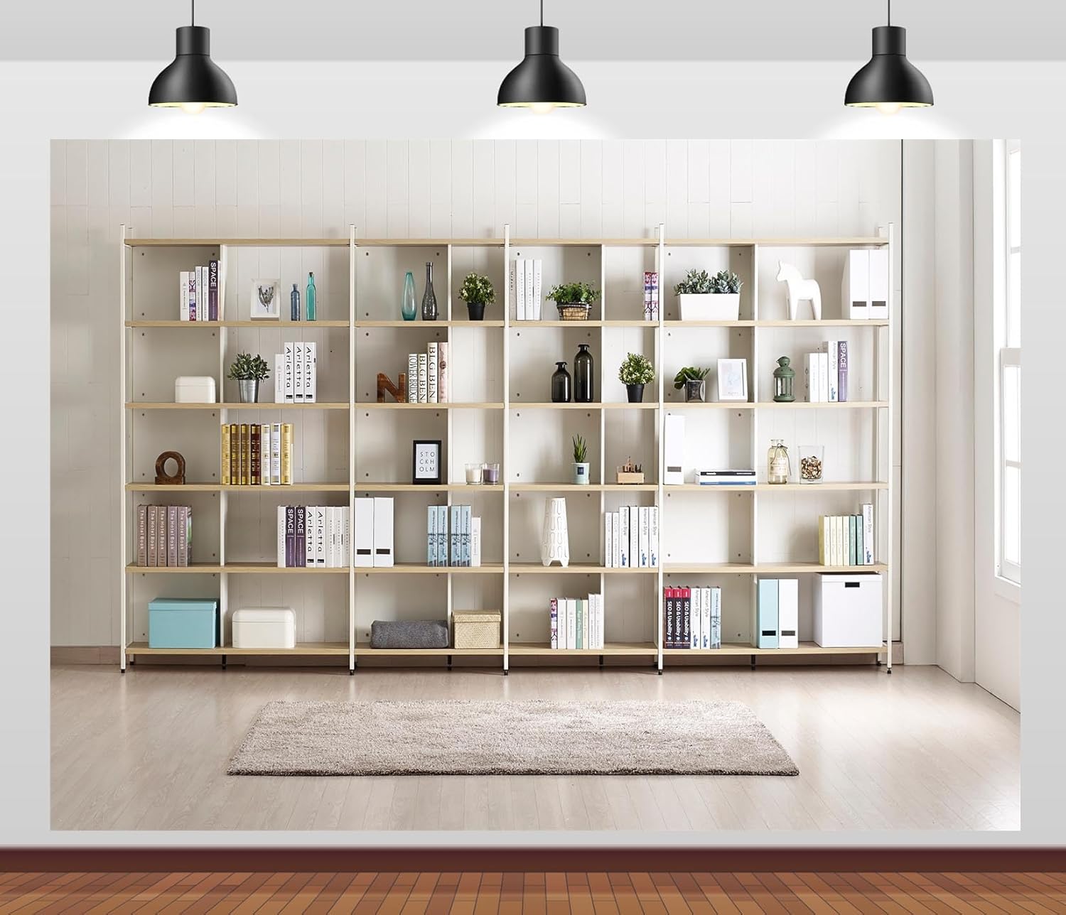 Bookshelf Photography Backdrop - Home Office Zoom Background recension och pris