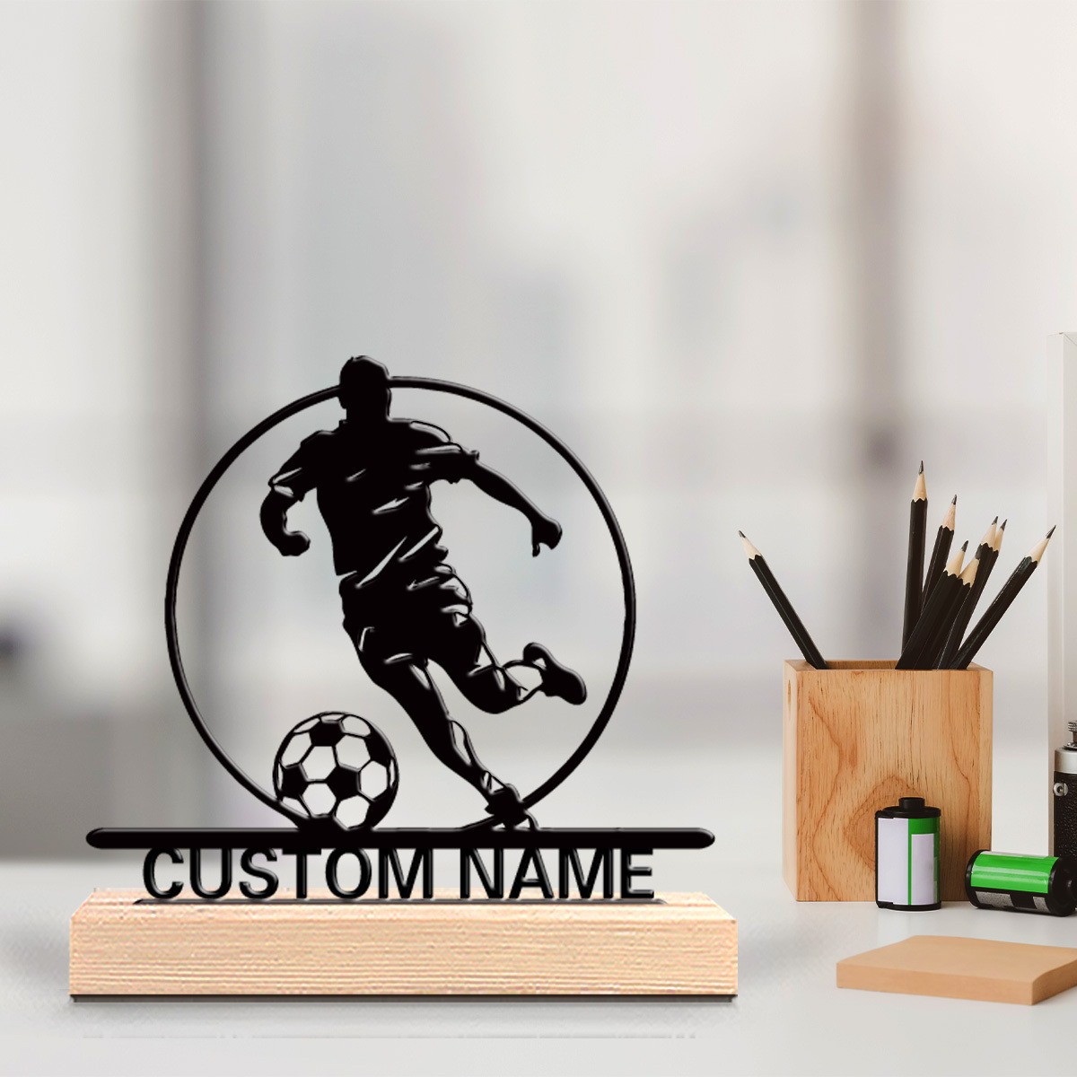 Custom Soccer Player Metal Sta - Home Office Jobs recension och pris