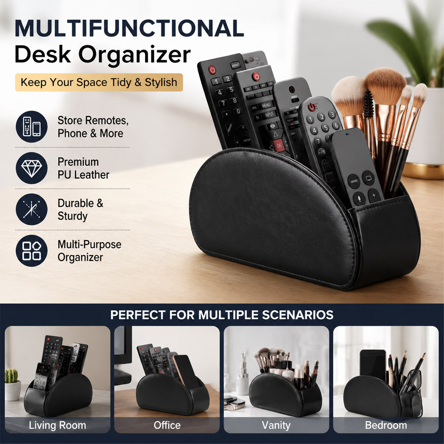 1Pc 5 Grid PU Leather Desktop  - Home Office Jobs recension och pris
