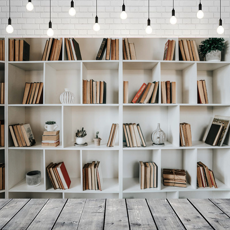White Bookshelf Photography Ba - Home Office Zoom Background recension och pris