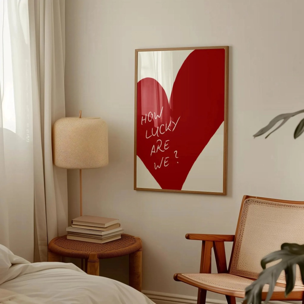 How Lucky Are We Pink Red Stri - Home Office Inspiration recension och pris