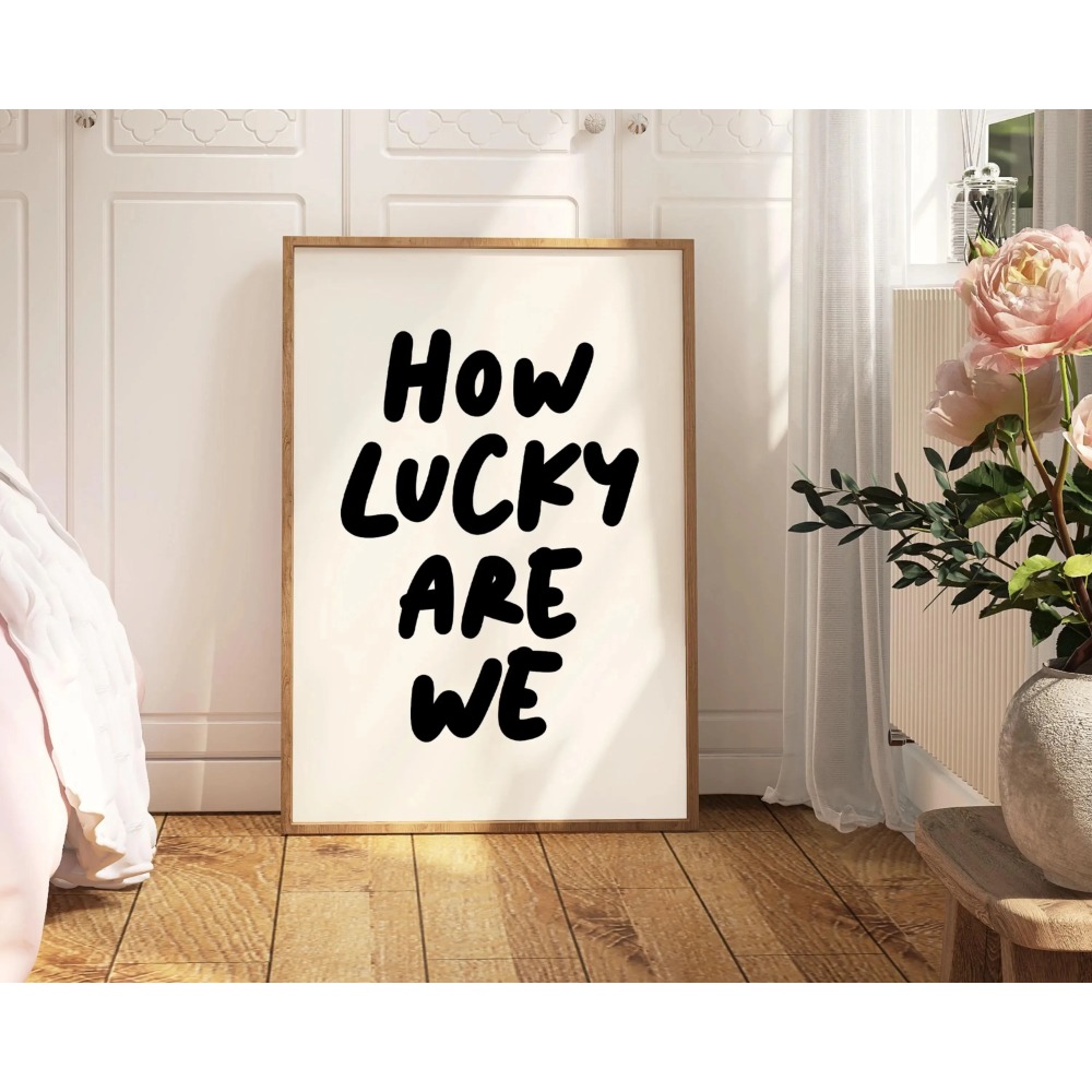 How Lucky Are We Pink Red Stri - Home Office Inspiration recension och pris
