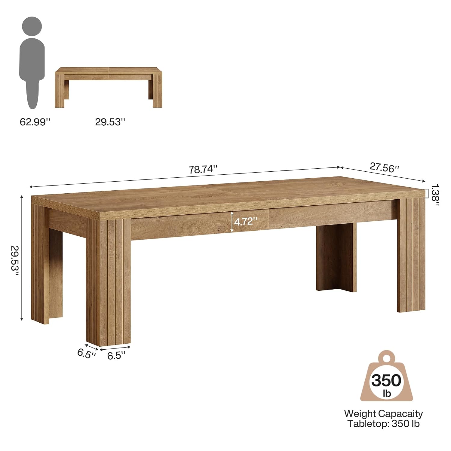 78.7-Inch Extra Long Computer  - Home Office With Two Desks recension och pris