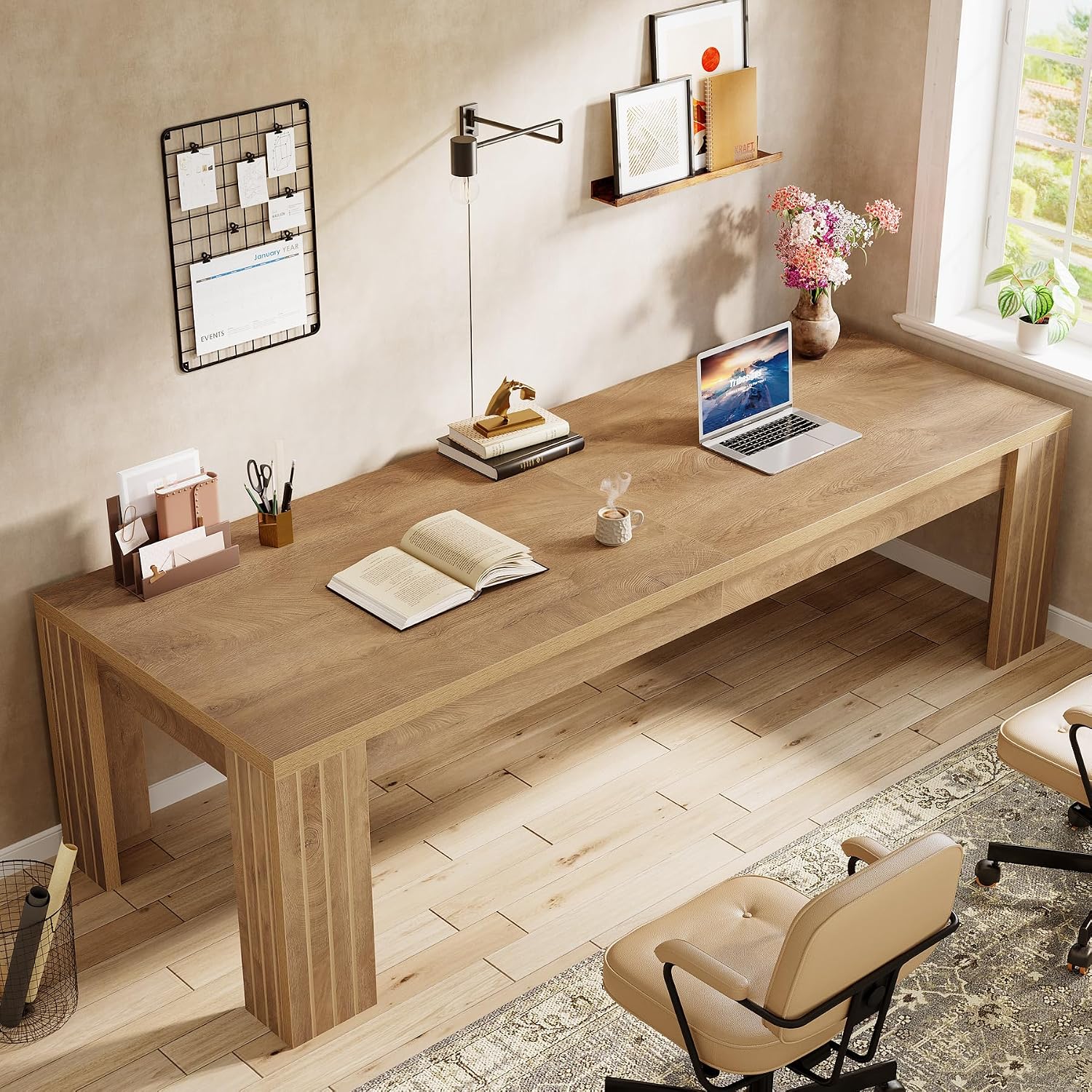 78.7-Inch Extra Long Computer  - Home Office With Two Desks recension och pris