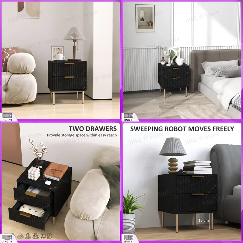 Elegant Two-Drawer Bedside Tab - Home Office With Two Desks recension och pris