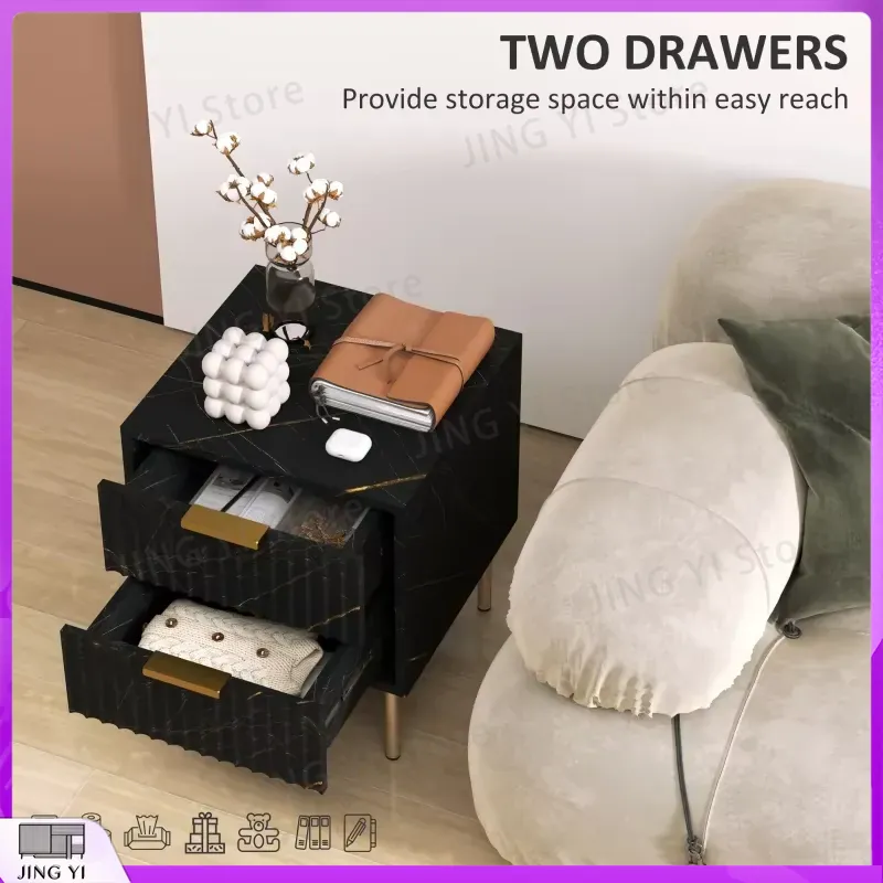 Elegant Two-Drawer Bedside Tab - Home Office With Two Desks recension och pris