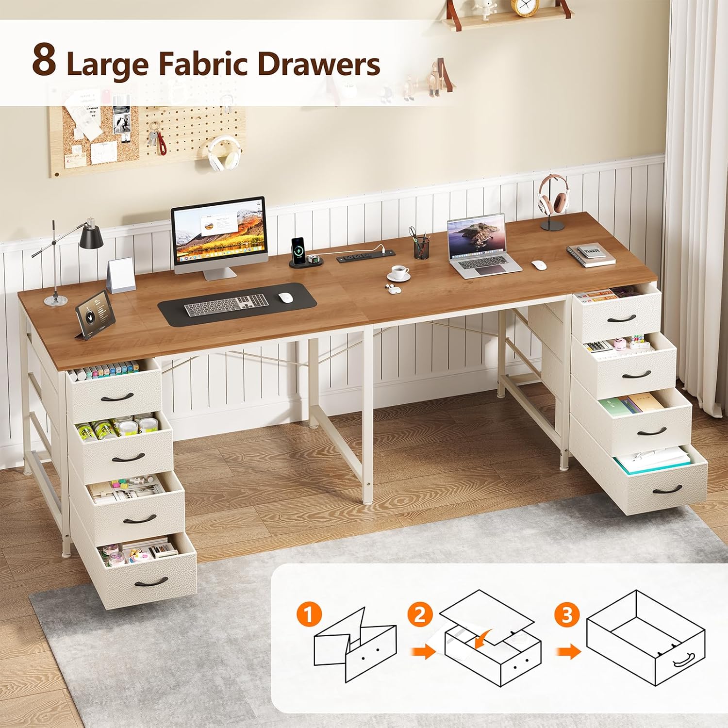2 Person Desk with 8 Drawers,  - Home Office With Two Desks recension och pris
