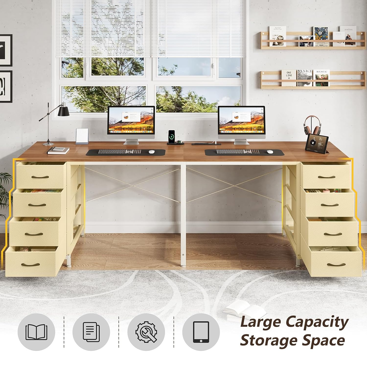 2 Person Desk with 8 Drawers,  - Home Office With Two Desks recension och pris
