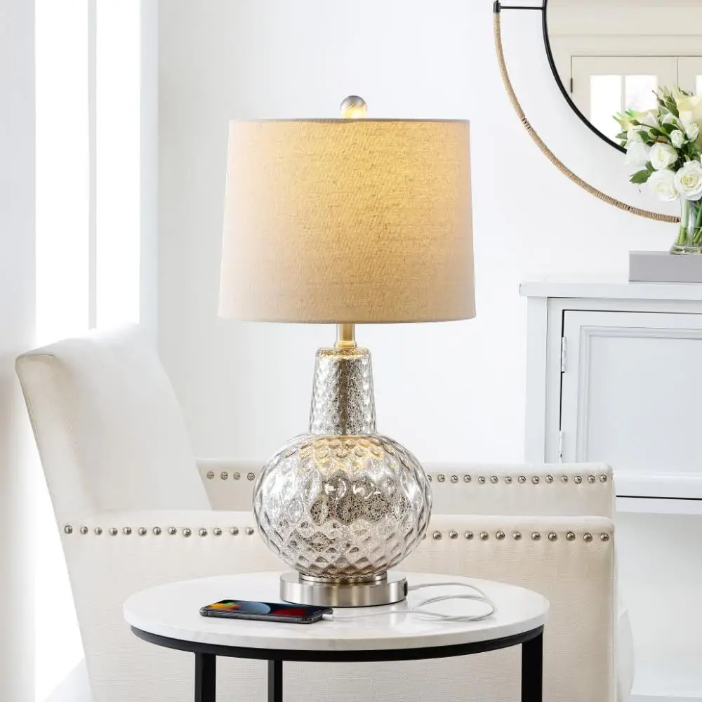24-inch Silver/Ivory Shade LED - Home Office Lamp recension och pris